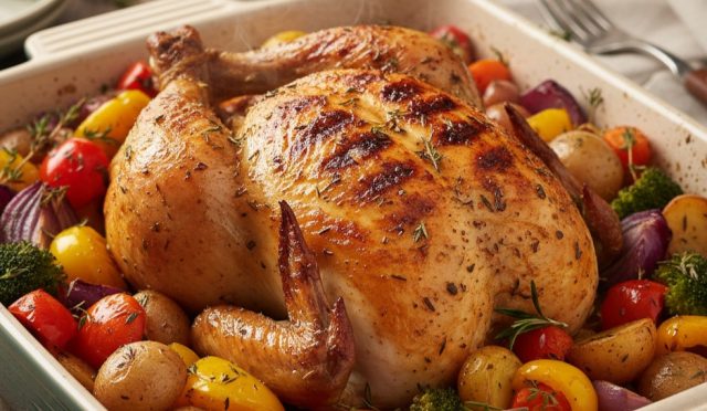 Az Kalorili Fırında Sebzeli Tavuk Tarifi